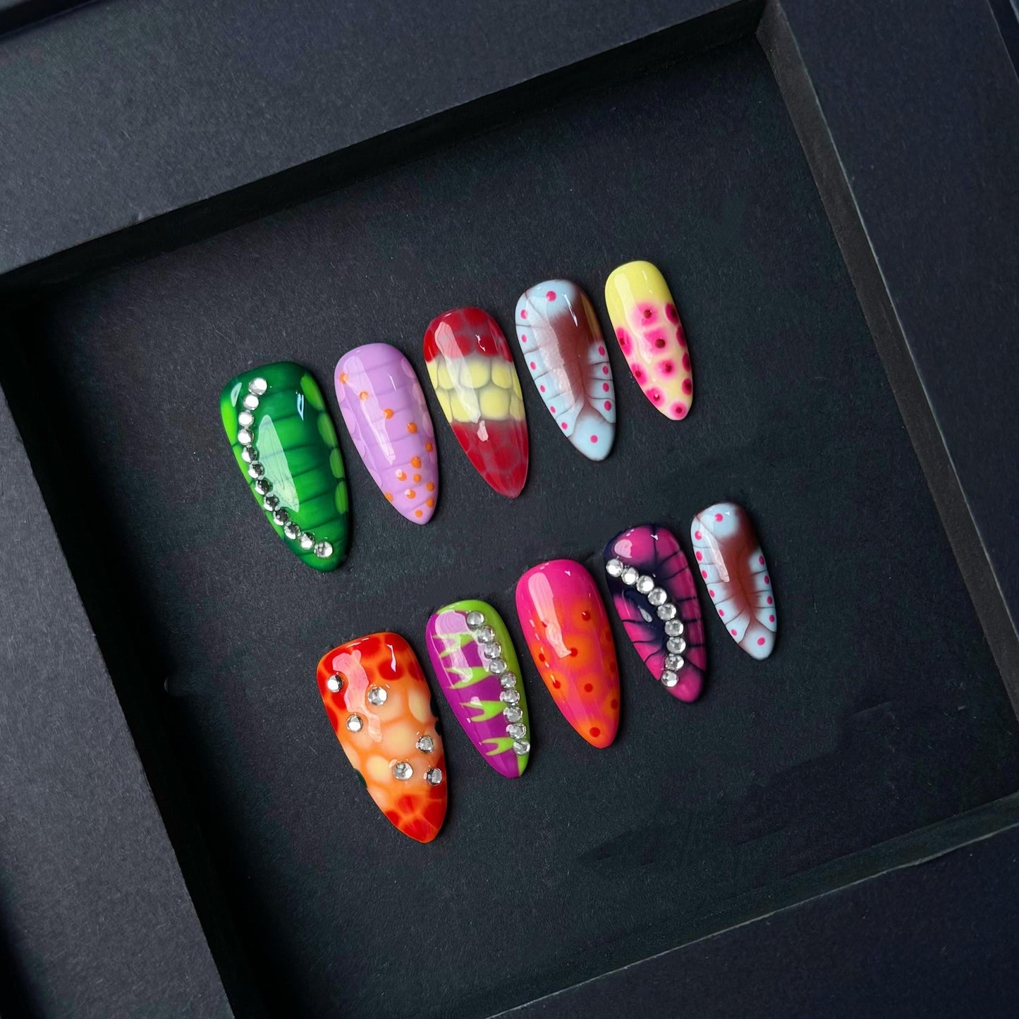Neon Bug Fantasy Press On Nails Manicure press on artificial glue on faux reusable trendy nail