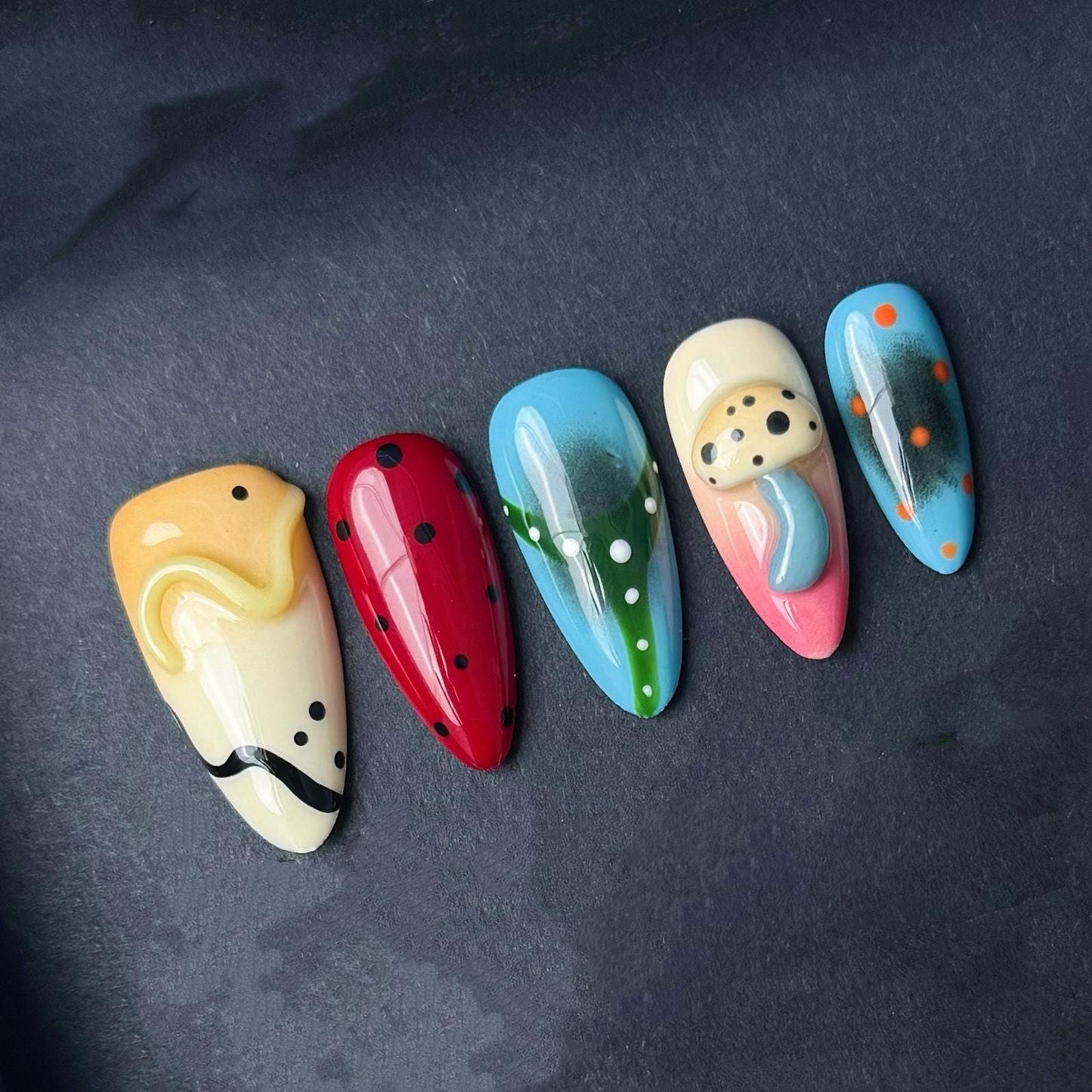 Whimsical Forest Polka Dot Press On Nails Manicure press on artificial glue on faux reusable trendy nail