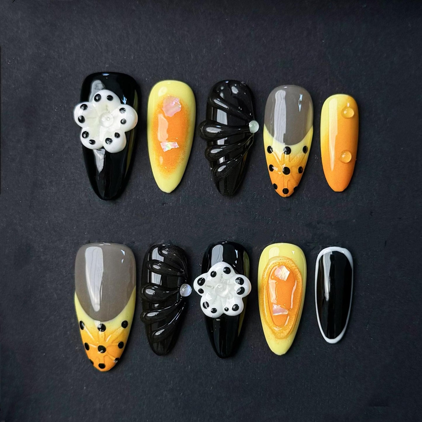 Monarch Bloom Sunset Press On Nails Manicure press on artificial glue on faux reusable trendy nail