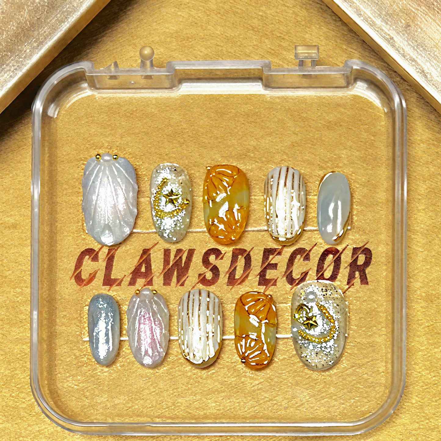 Golden Seashell Coastal Press-On Nails
