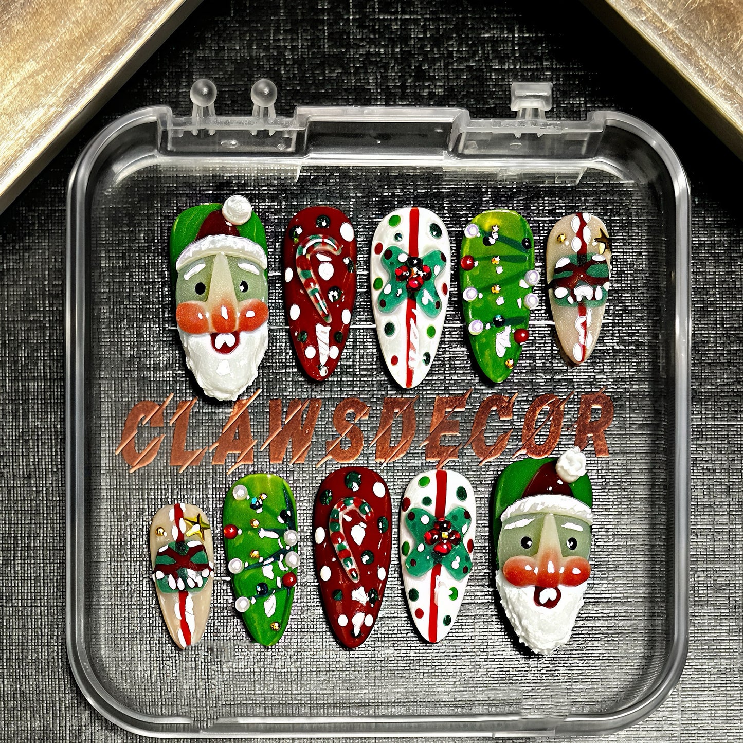 Santa & Candy Cane Christmas Press-On Nails