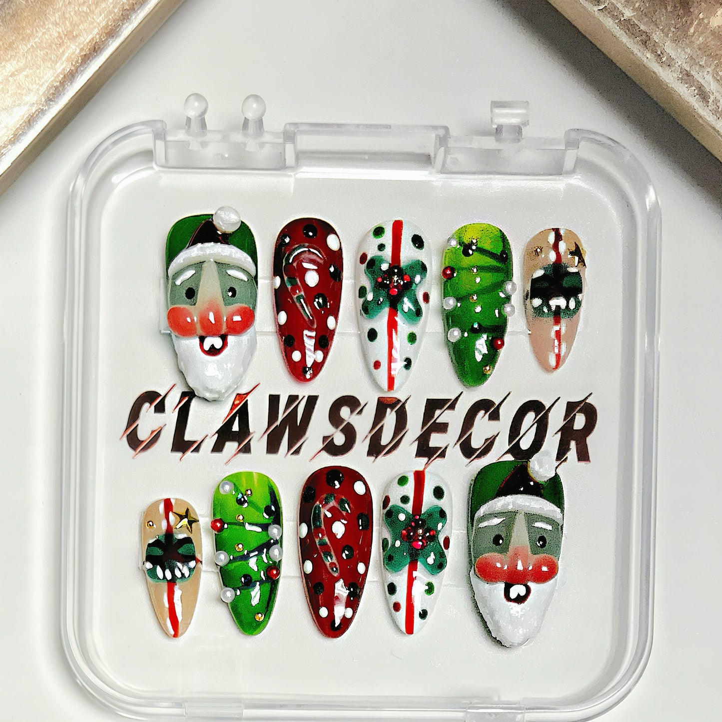 Santa & Candy Cane Christmas Press-On Nails