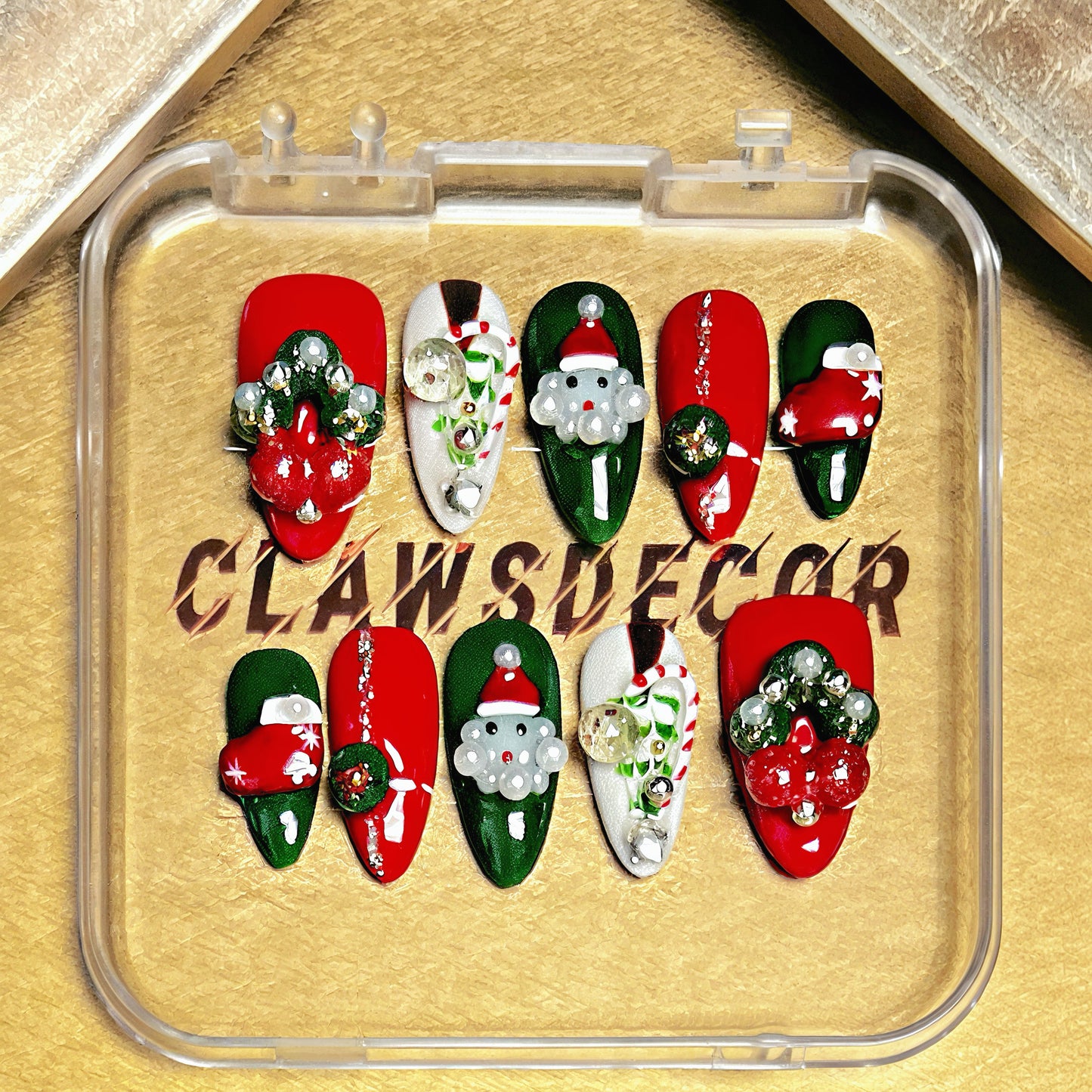 Santa Hat & Holly Christmas Press-On Nails