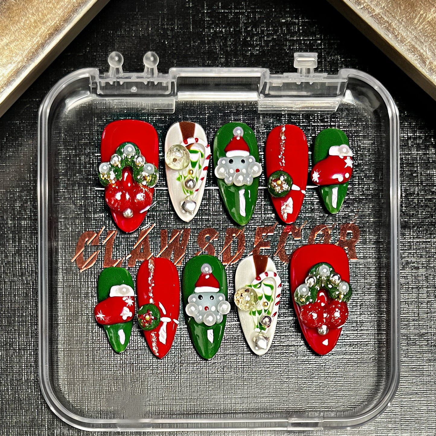Santa Hat & Holly Christmas Press-On Nails