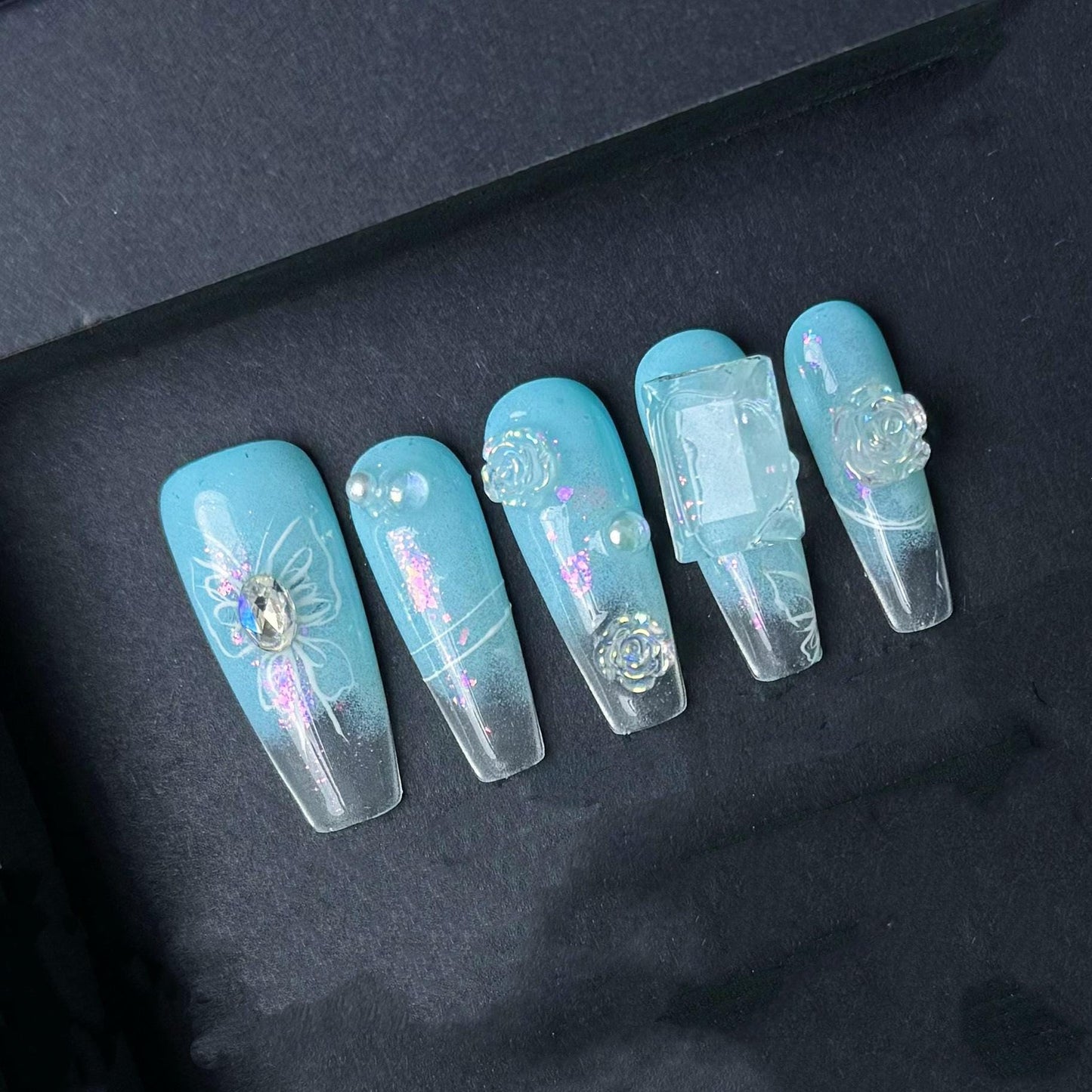 Frozen Crystal Dream Press On Nails Manicure press on artificial glue on faux reusable trendy nail