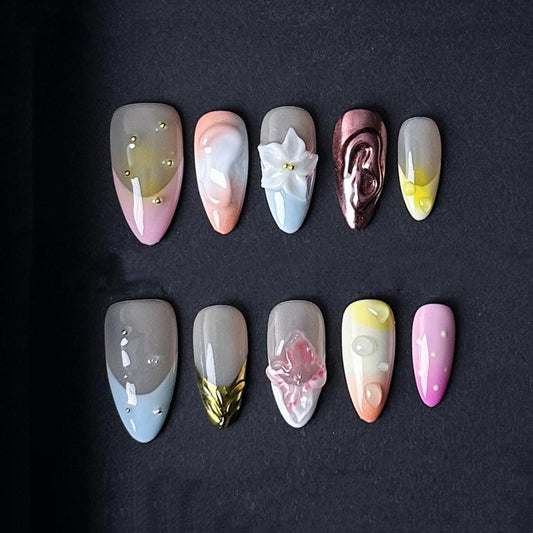 Pastel Bloom Mix and Match Press On Nails Manicure press on artificial glue on faux reusable trendy nail