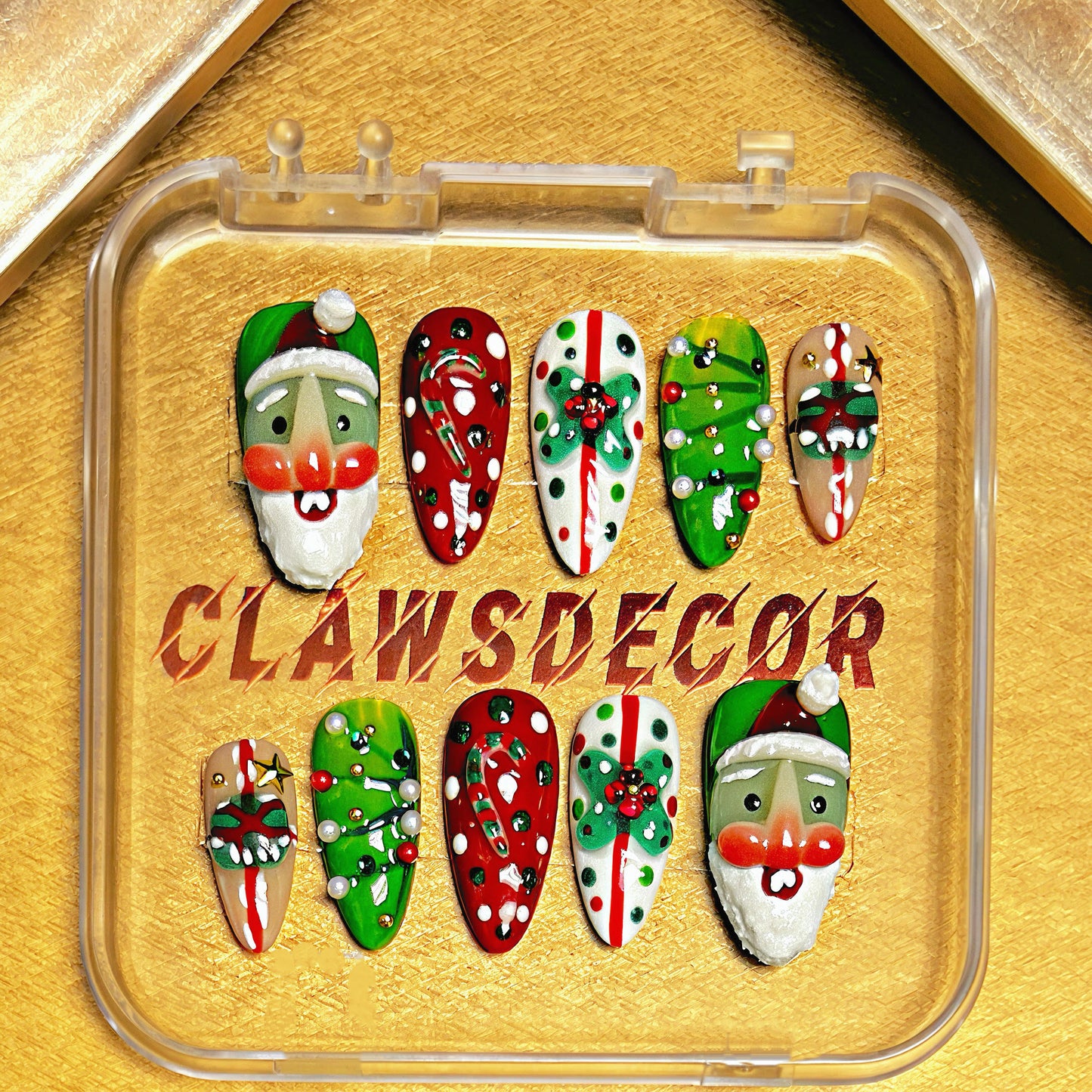 Santa & Candy Cane Christmas Press-On Nails